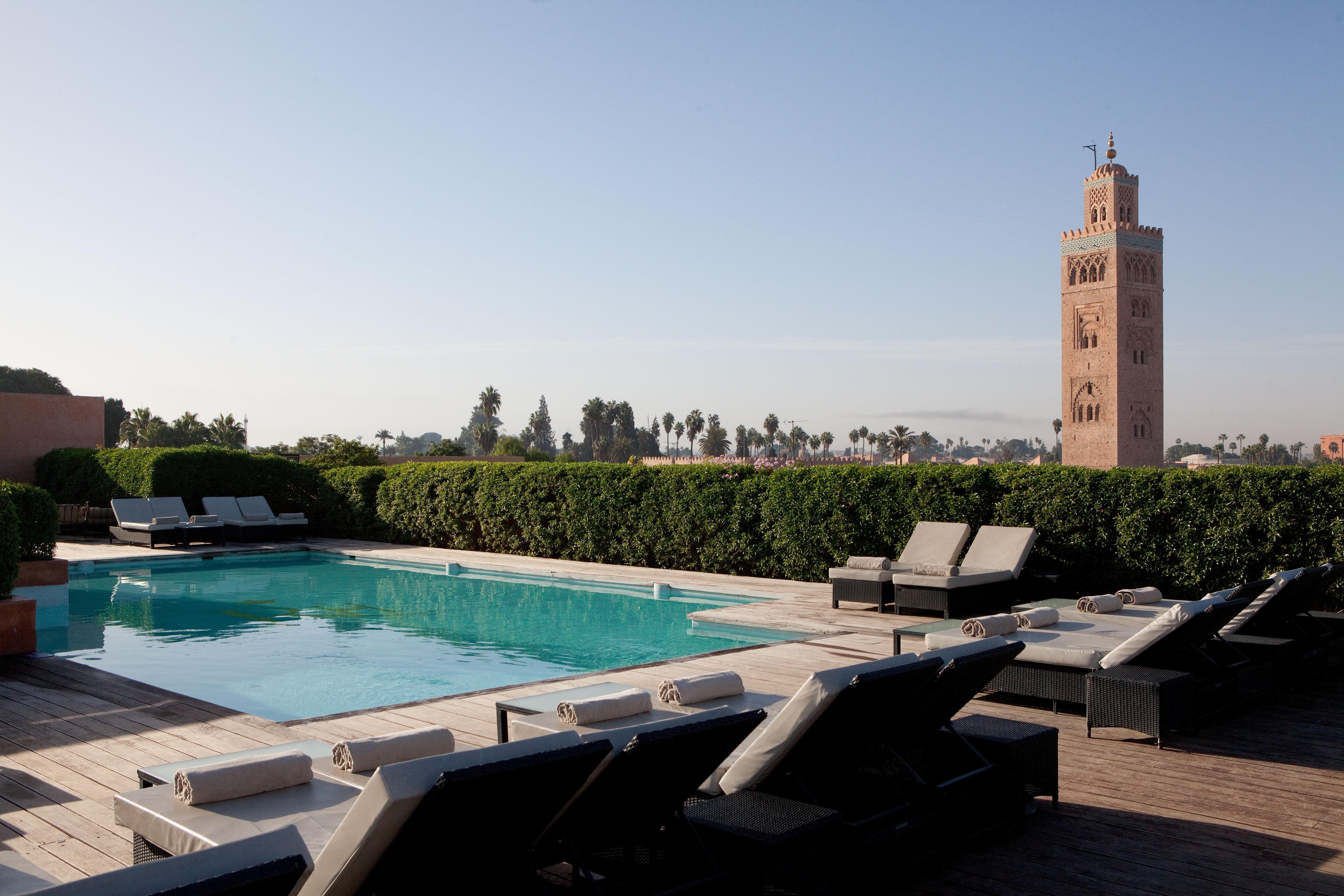 Hotel Les Jardins De La Koutoubia Marakéš Exteriér fotografie The swimming pool at the hotel